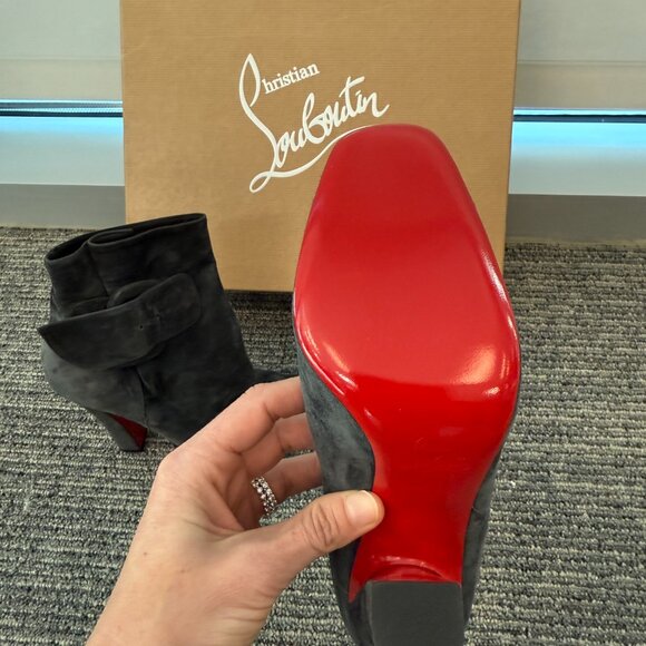 Christian Louboutin Gray Suede Ankle Booties with Buckle - NEVER WORN - Picture 5 of 5